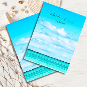 Ocean Scene Necklace Blue Display Business Card