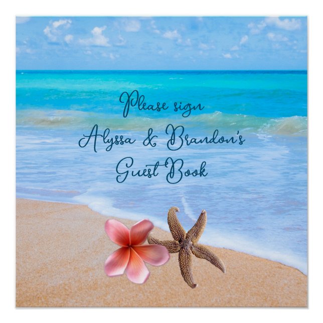 Ocean Scene Sign Wedding Guest Book (Front)