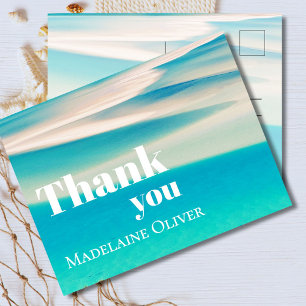 Ocean Scene Summer Beach Blue Thank You Postcard