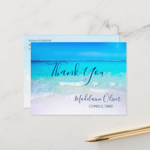 Ocean Scene Summer Beach Blue Thank You    Postcard