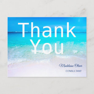 Ocean Scene Summer Beach White Blue Thank You Postcard
