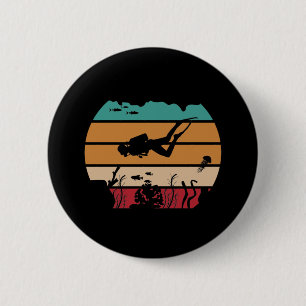 Ocean Scuba Diving Retro Diver 6 Cm Round Badge