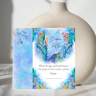 Ocean Sea Animals Baby Diaper Raffle Enclosure Card
