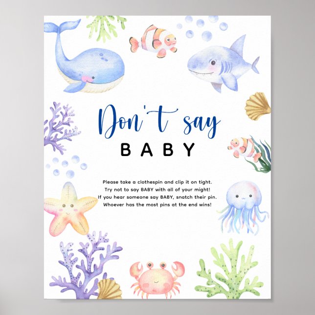 Ocean sea animals  - Don't say baby Poster (Front)