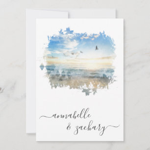 *~* Ocean Sea Artistic RSVP - Beach QR AR7 Wedding Invitation