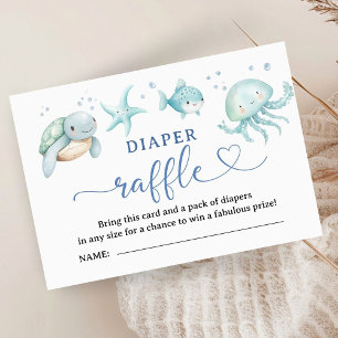 Ocean Sea Baby Shower Boy Blue Diaper Raffle Enclosure Card