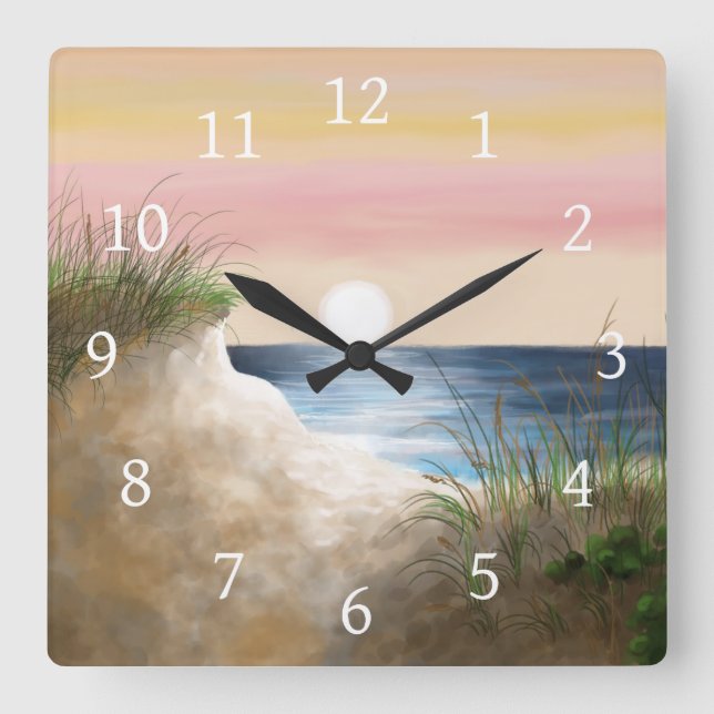 Ocean Sea Beach View 285 Square Wall Clock (Front)