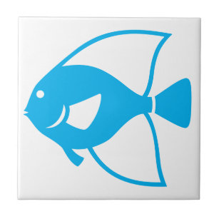 Ocean Sea Blue Fish White Tile Bathroom Accent