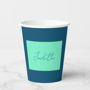 Ocean & Sea Blue Professional Calligraphy Add Name Paper Cups