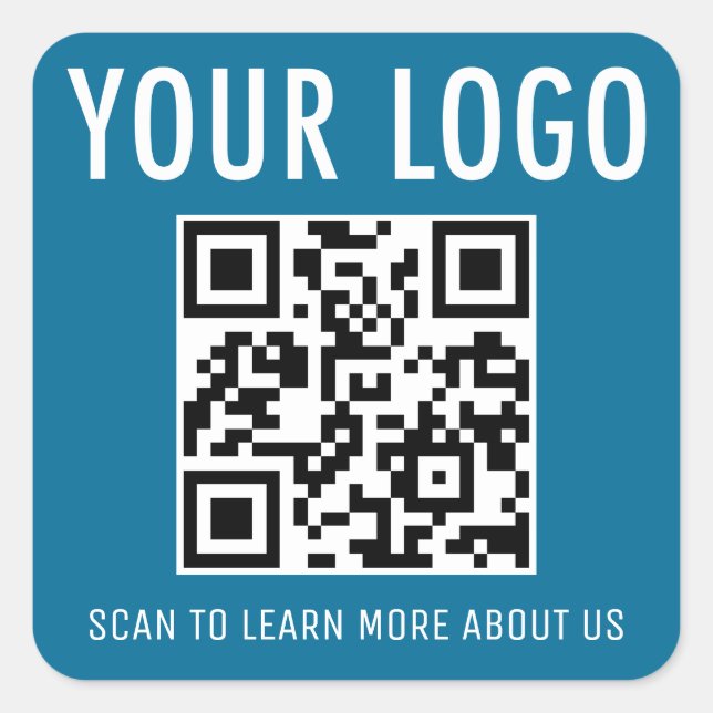 Ocean Sea Blue QR Code Stickers Custom Logo Square (Front)