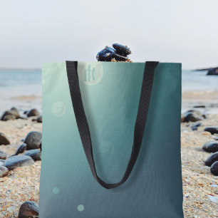 Ocean Sea Green Mermaid Monogrammed Tote Bag
