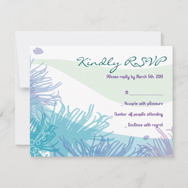 Ocean Sea Life Bat Mitzvah Invitation Reply Card (Front)