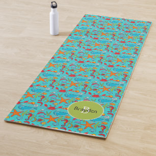 Ocean Sea Life Cute Fish Pattern Personalised Kids Yoga Mat