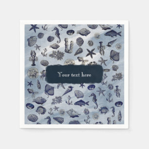 Ocean Sea Life Nautical Seashells Beach Wedding Napkin