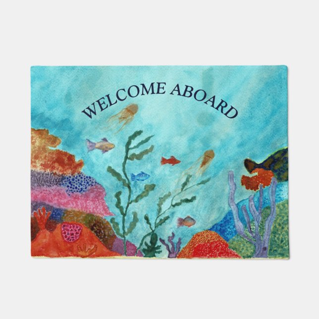 Ocean Sea Life Underwater Coastal Beach House  Doormat (Front)