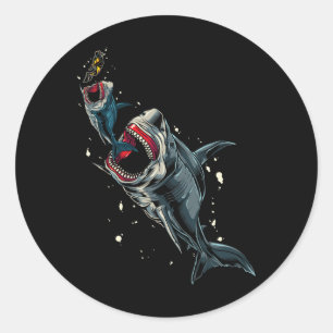 Ocean Sea Monster Hunting Megalodon Scuby Diver Gi Classic Round Sticker