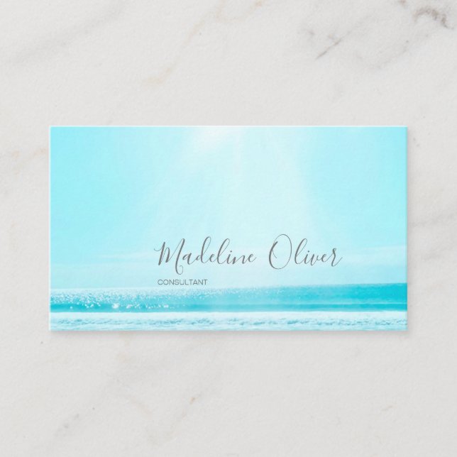 Ocean Sea Travel Blue Silver  Modern Professional Business Card (Front)
