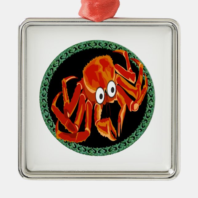 Ocean sea tropical orange king crab metal tree decoration (Front)