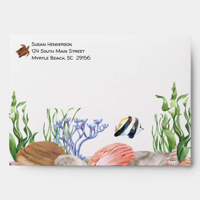 Ocean Sea Turtle Baby Shower  Envelope (Front)