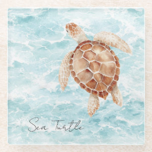 Ocean Sea Turtle Glass Coaster