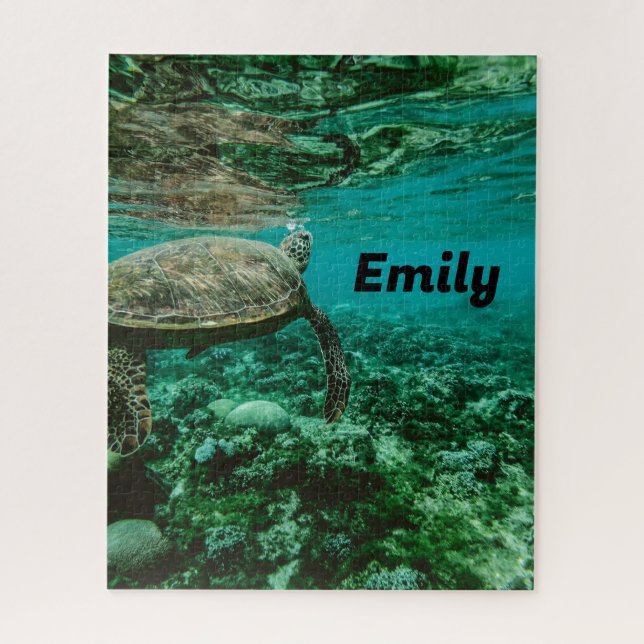 Ocean Sea Turtle Puzzle with Your Name – 520 Piece (Vertical)