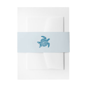 Ocean Sea Turtle, Sea Blue Beach Wedding Invitation Belly Band