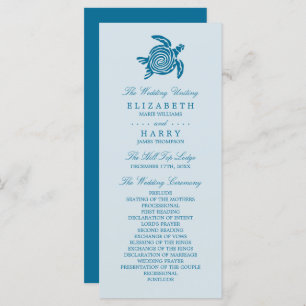 Ocean Sea Turtle, Sea Blue Beach Wedding Programme