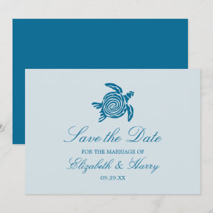 Ocean Sea Turtle, Sea Blue Beach Wedding Save The Date