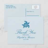 Ocean Sea Turtle, Sea Blue Beach Wedding Thank You