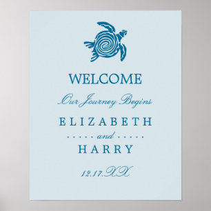 Ocean Sea Turtle, Sea Blue Beach Wedding Welcome Poster