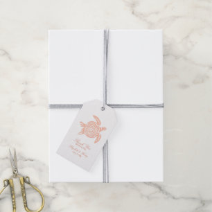 Ocean Sea Turtle, Soft Coral Beach Wedding Gift Tags