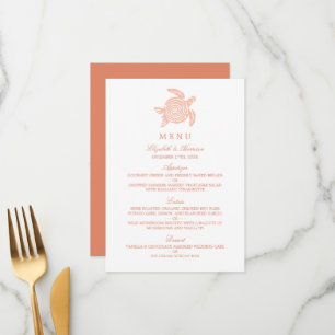 Ocean Sea Turtle, Soft Coral Beach Wedding Menu