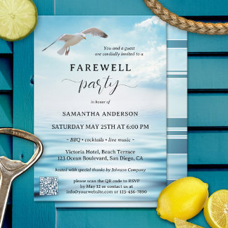 Ocean Seagull Freedom Farewell Retirement Invitati Invitation