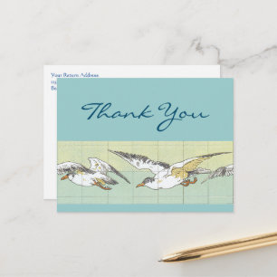 Ocean Seagull Tile Art Editable Thank You Postcard