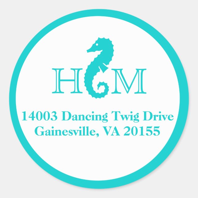 Ocean Seahorse Small Classic Round Sticker (Front)