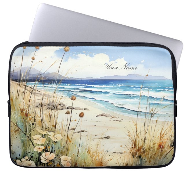 Ocean Seascape watercolor Template Laptop Sleeve (Front)