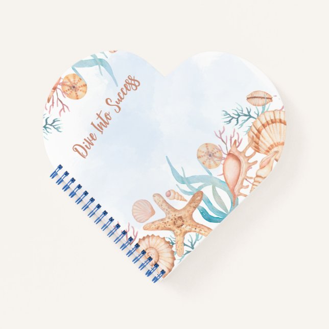 Ocean Seashell Dive Into Success Motivational Spir Notebook (Front)