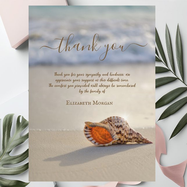 Ocean Seashell Photo Celebration Of Life  Thank You Card (Creator Uploaded)