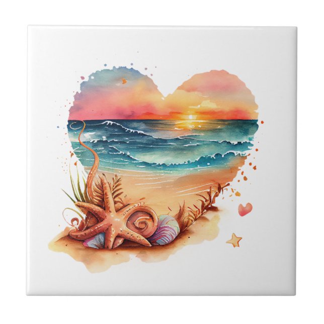 Ocean Seashells Beach Kitchen Bathroom Tile (Front)