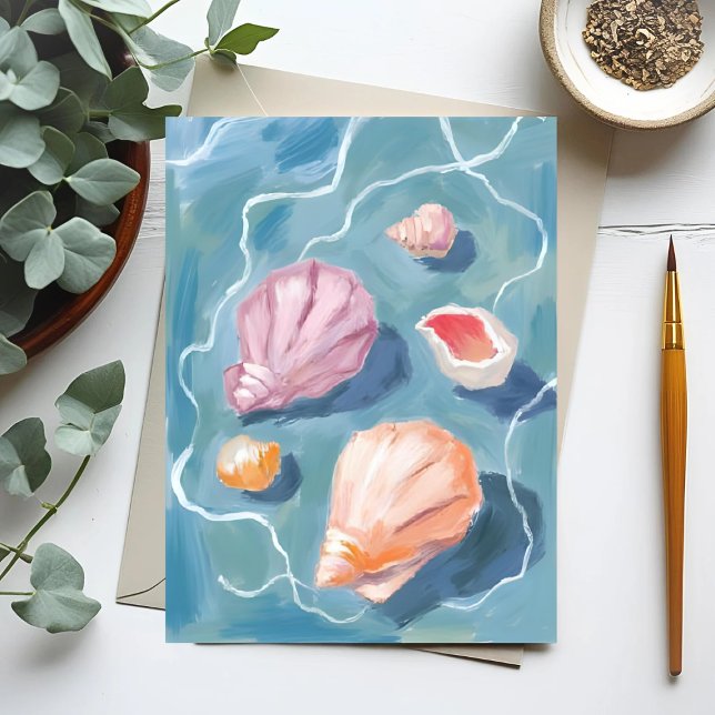 Ocean Seashells Pastel Watercolor Coastal Postcard (Creator Uploaded)