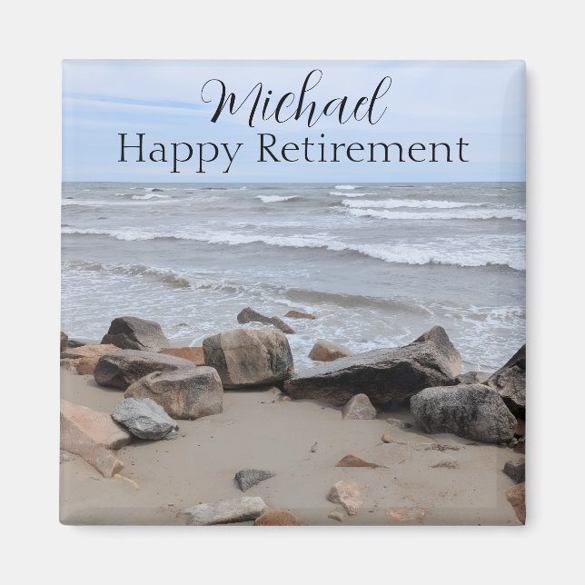 Ocean Seaside Beach Photo Special Message and Name Magnet (Front)