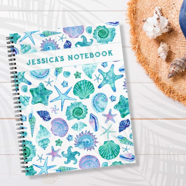 Ocean Seaside Shells and Starfish Monogrammed Notebook (Ocean Seaside Shells and Starfish Monogrammed Notebook)