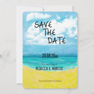 Ocean Serenity Save the Date - Watercolor Beach