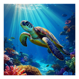 Ocean Serenity Sea Turtle Poster