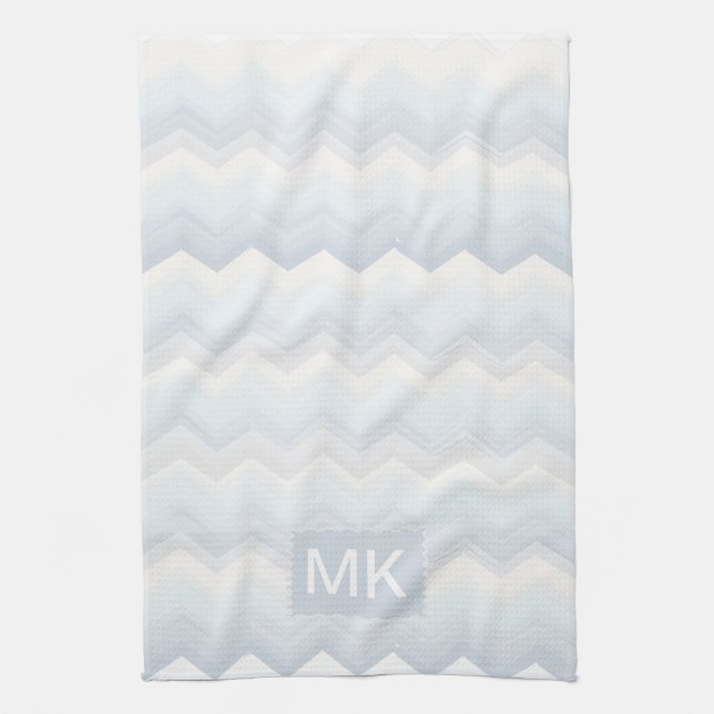 Ocean Shades Watercolor Chevron Tea Towel (Vertical)