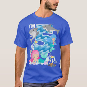 Ocean Sharks and Mermaids 5th Birthday 5 Year Old  T-Shirt