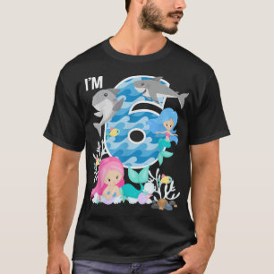 Ocean Sharks and Mermaids 6th Birthday 6 Year Old T-Shirt