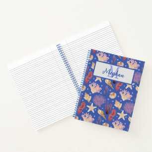 Ocean Shells Sea Urchins Beachcombers Monogrammed  Notebook