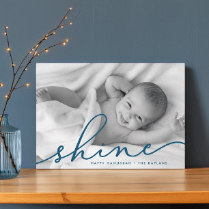 Ocean Shine Script Hanukkah Photo Holiday Card