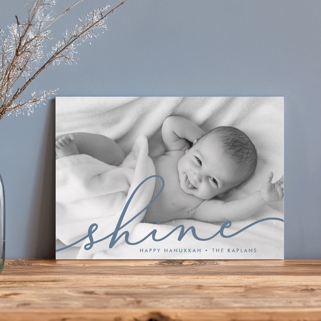 Ocean | Shine Script Hanukkah Photo Holiday Card (Creator Uploaded)